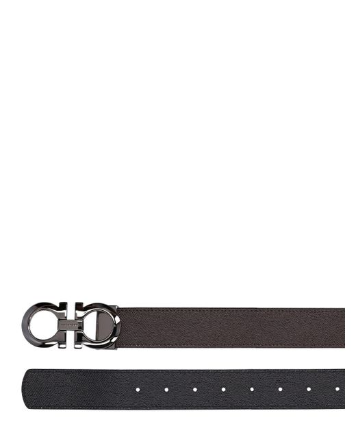 Cintura in pelle con logo 3,5cm di Ferragamo in White da Uomo