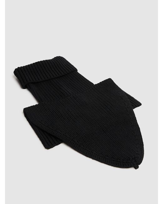 Moncler Black Wool Rib Knit Neck Warmer