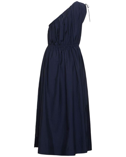Soeur Blue Ashley One-shoulder Cotton Midi Dress