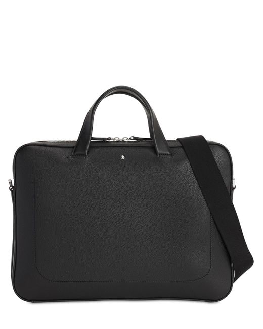 Montblanc Black Full-grain Leather Briefcase for men