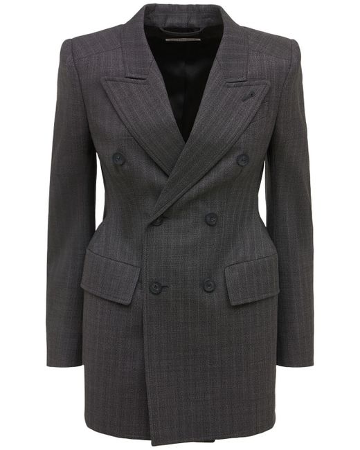 Balenciaga Db Hourglass Wool Blazer in Grey (Gray) - Lyst