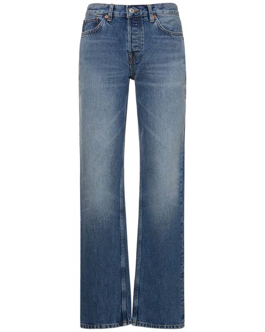 Jeans rectos de denim de algodón Re/done de color Blue