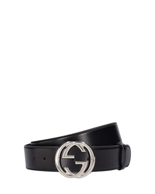 Gucci White 4cm gg Interlocking Leather Belt for men