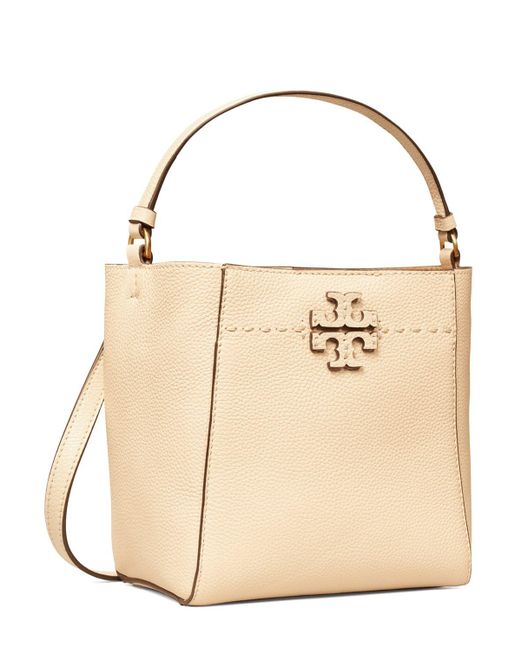 Tory Burch Natural Small Mcgraw Leather Bucket Bag