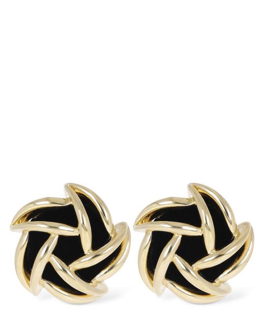 Saint Laurent Black Vintage Spiral Brass Earrings