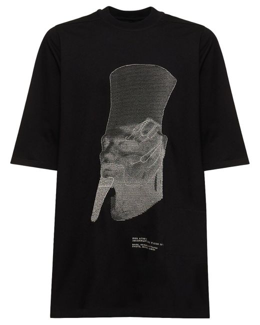 Rick Owens T-shirt Aus Bestickter Baumwolle "ron Jumbo" in Black für Herren