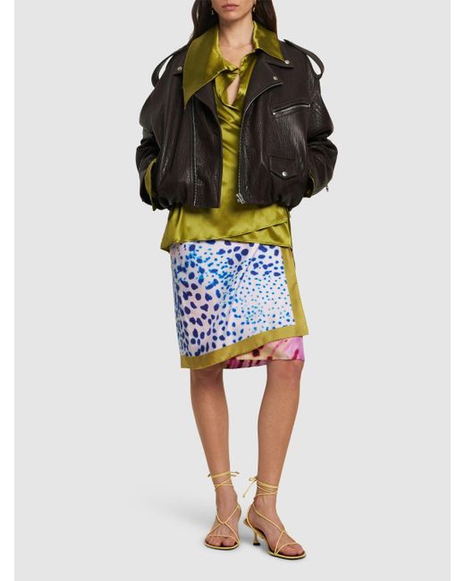 Dries Van Noten Cedo ストレッチシルクサテン ラップシャツ Green