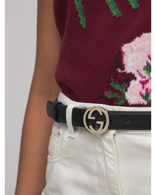 Gucci 25mm Leather gg Belt in Black 