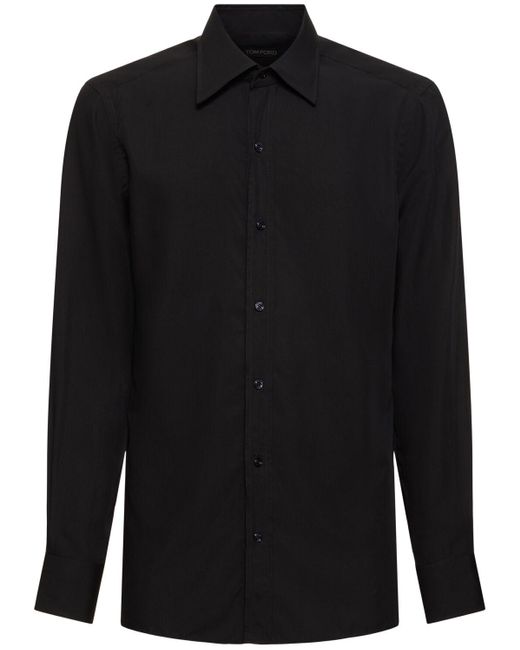 Tom Ford Schmales Hemd Aus Seidenmischgewebe in Black für Herren