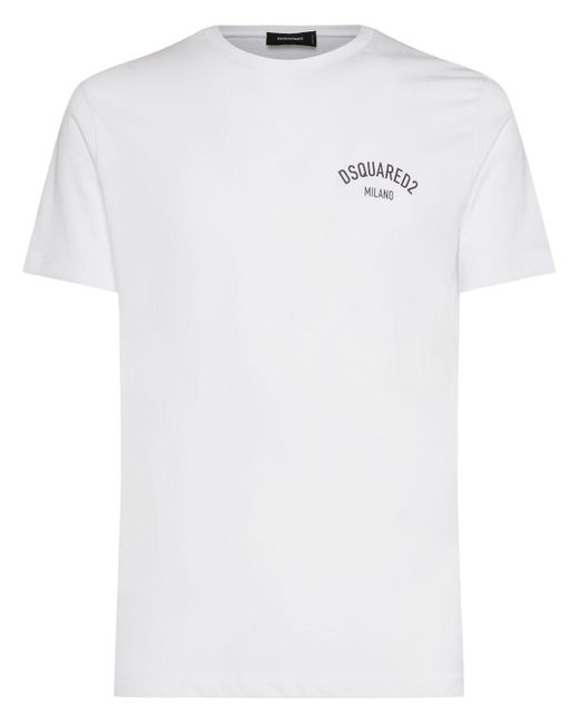 Camiseta de algodón estampada DSquared² de hombre de color White