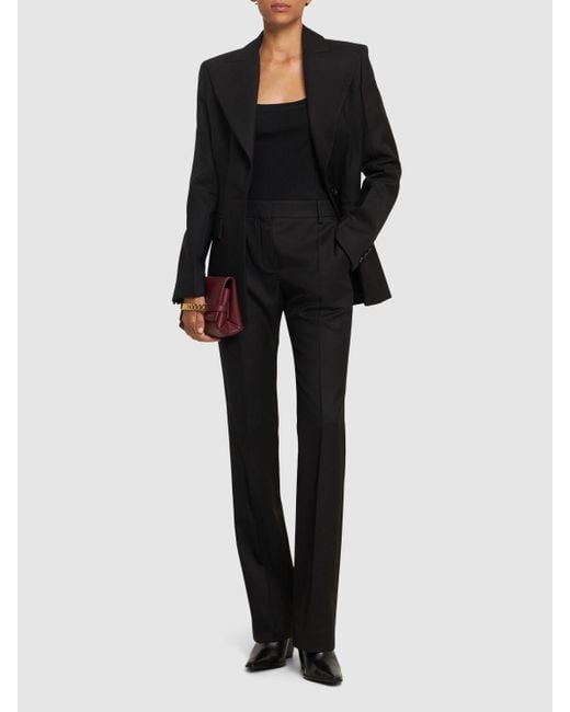 Nina Ricci Black Wool Gabardine Straight Pants