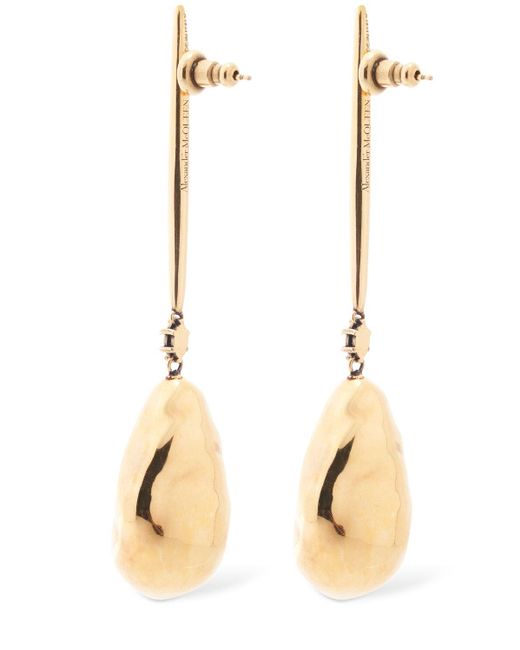 Alexander McQueen Metallic Brass Pendent Earrings