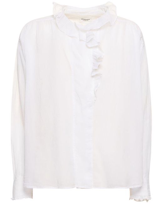 Isabel Marant White Hemd Aus Voile Mit Rüschen "pamias"