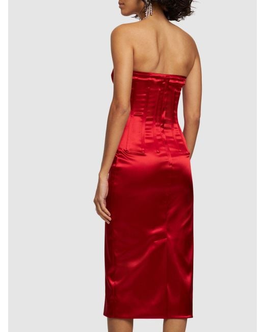 Vestito midi in raso stretch di Dolce & Gabbana in Red