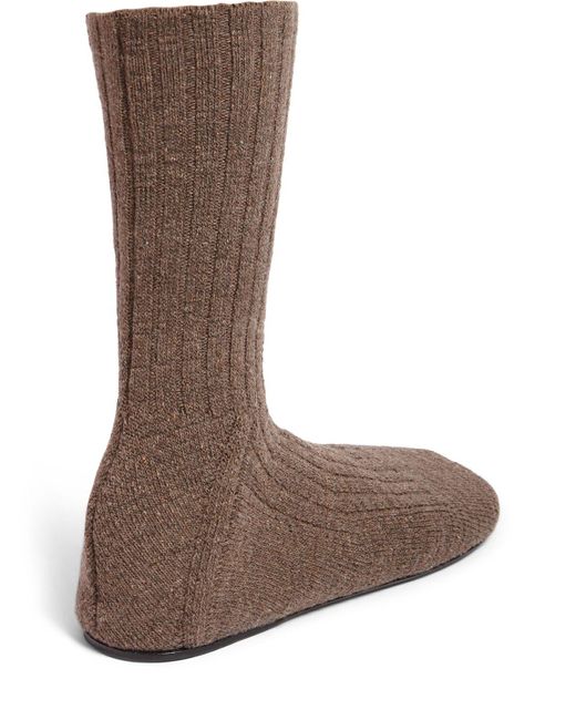 Bottega Veneta Brown Doica Wool Blend Knit Sock Boots for men