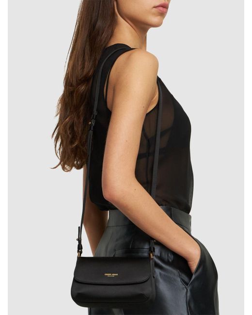 Giorgio Armani Black Mini Le Prime Soft Satin Shoulder Bag