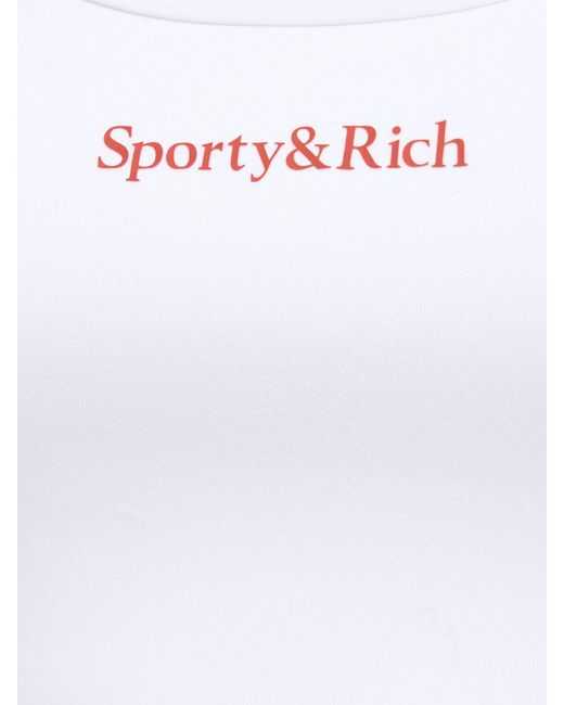 Sporty & Rich White Serif Logo Sport Tank Top