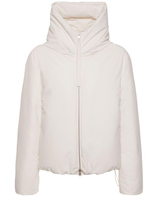 Jil Sander Hooded Tech Zip-up Down Jacket in Natural (White) | Lyst