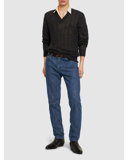 Etro Blue Cotton Denim Straight Jeans for men