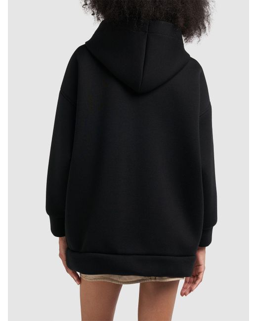 Max Mara Black Obbia Wool Oversize Hooded Sweatshirt