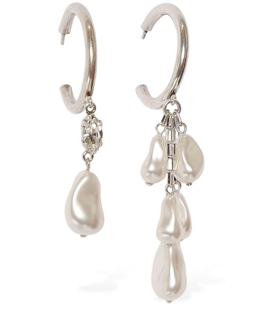 Isabel Marant White Rain Drop Faux Pearl Mismatched Earrings