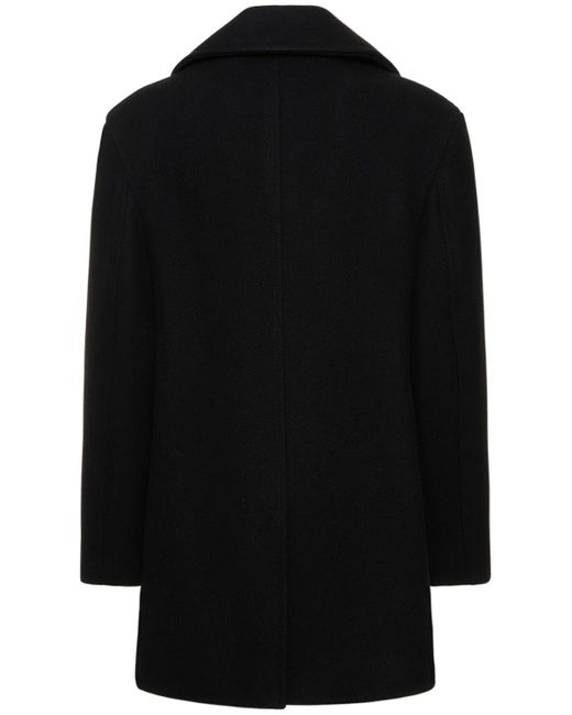 Burberry Black Ashwater Wool Double Breasted Peacoat