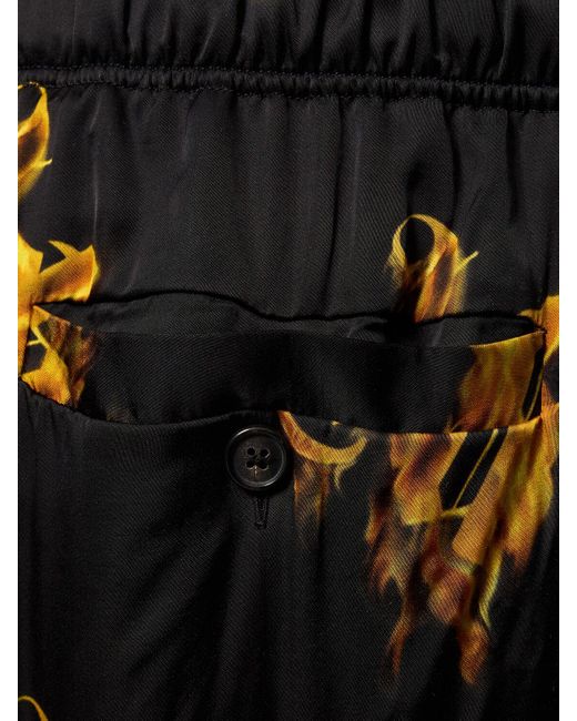Palm Angels Black Burning Monogram Viscose Sweatpants for men