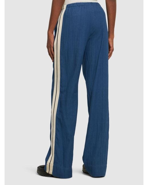 Palm Angels Blue Cotton Chambray Track Pants