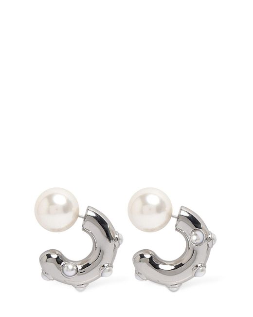 Marc Jacobs White Dot Faux Pearl Hoop Earrings