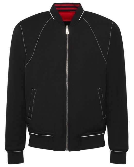 Alexander McQueen Black Reversible Wool & Satin Bomber Jacket for men