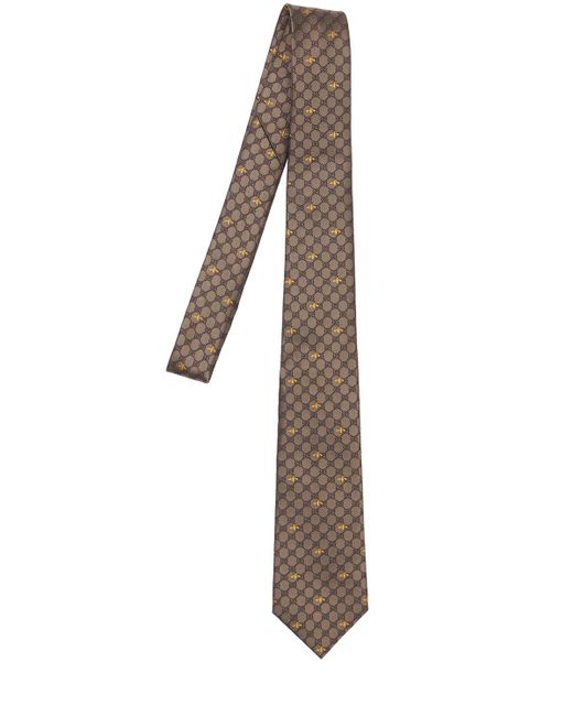 Gucci Natural 7cm gg Bees Silk Tie for men
