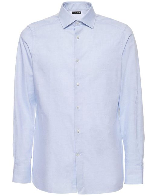 Homme Vêtements Chemises Chemises casual et boutonnées Chemise en coton à manches longues Coton Ermenegildo Zegna pour homme en coloris Bleu 