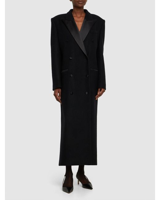 Cappotto doppiopetto in gabardina di lana di Magda Butrym in Black