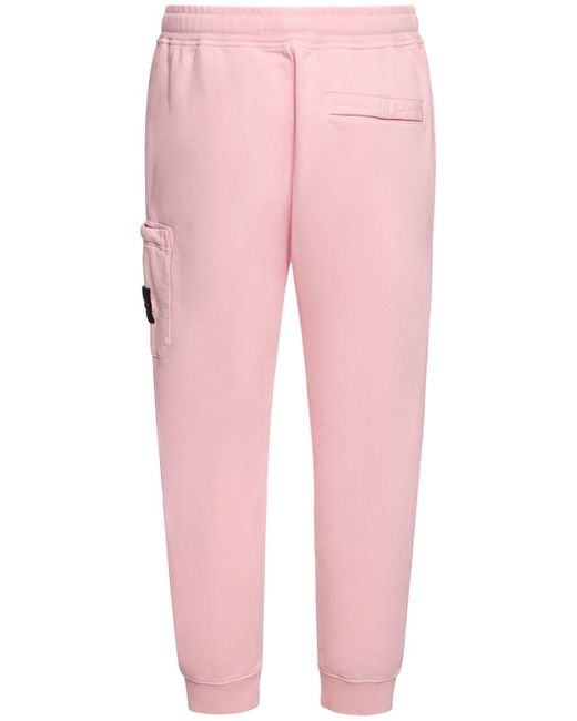 Pantaloni in cotone pettinato di Stone Island in Pink da Uomo