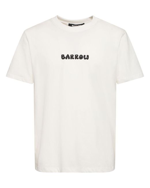 Barrow White Bear Printed Cotton T-shirt for men