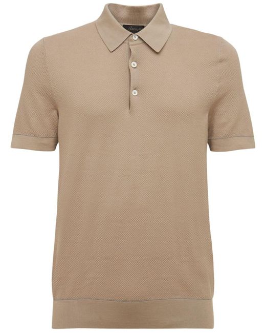 Brioni Sea Island Cotton Knit Polo Shirt in Beige (Natural) for Men - Lyst