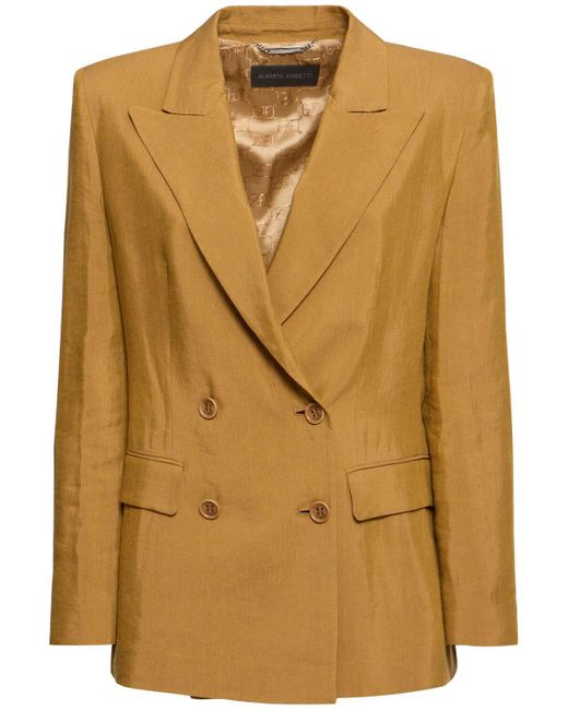 Alberta Ferretti ビスコースブレンド ダブルブレストブレザー Natural