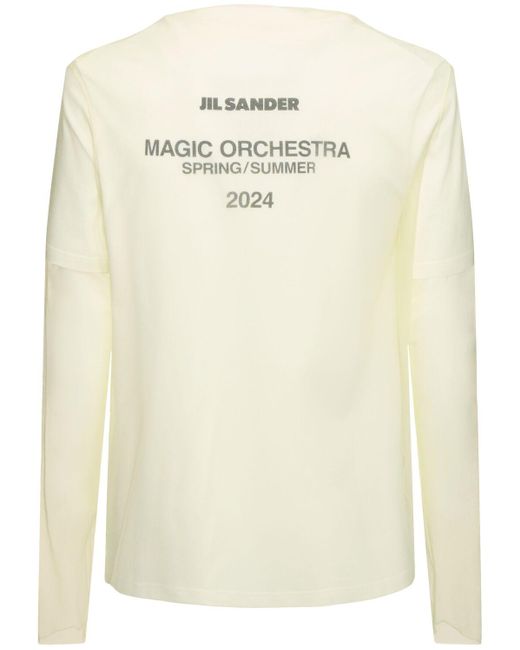 Jil Sander Natural Logo Printed Long Sleeve Shirt for men