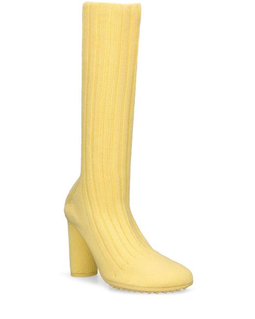 Stivali atomic in lana 90mm di Bottega Veneta in Yellow