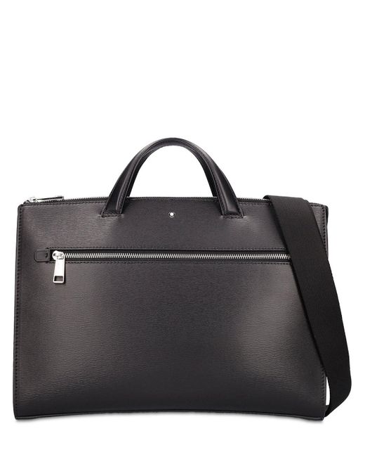 Montblanc Black Ultra Slim Leather Briefcase for men
