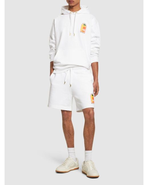 Casablancabrand White Gradient Arch Organic Cotton Shorts for men