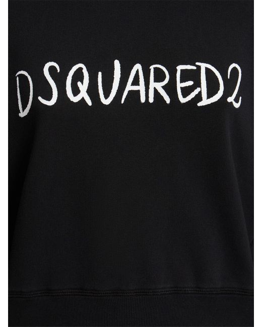 Mujer Sudadera De Algodón Con Logo Estampado DSquared² de color Black