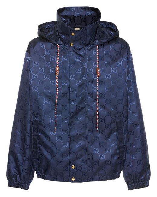 Gucci Tech Bomber Jacket W/ Leather Details in Blue for Men | Lyst UK