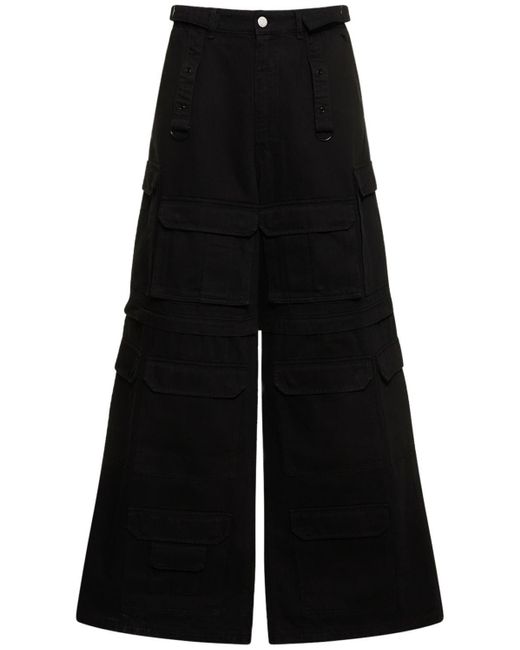 Vetements Black Multi Pocket Cotton Cargo Pants for men