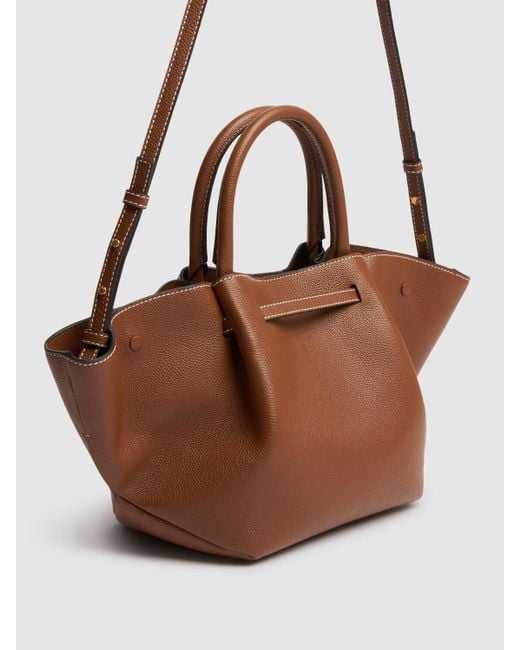 DeMellier London Brown Midi New York Grained Leather Tote Bag