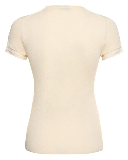 Tom Ford Natural Cashmere & Silk Knit Short Sleeve Top
