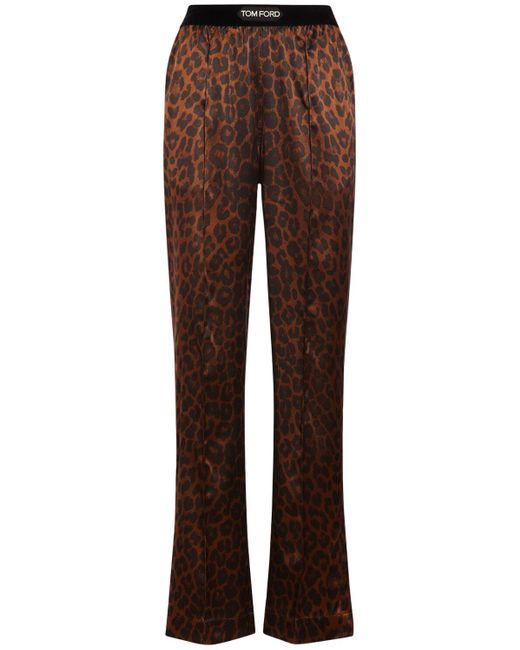Pantalon de pyjama en satin de soie Tom Ford en coloris Brown