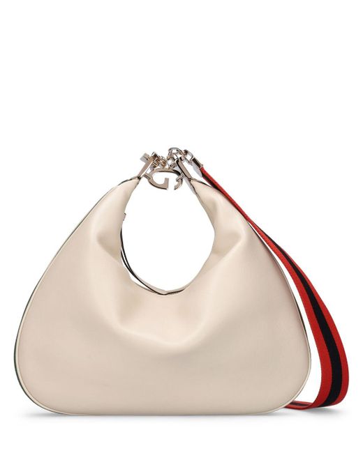 Gucci Attache Leather Hobo Bag in Natural | Lyst