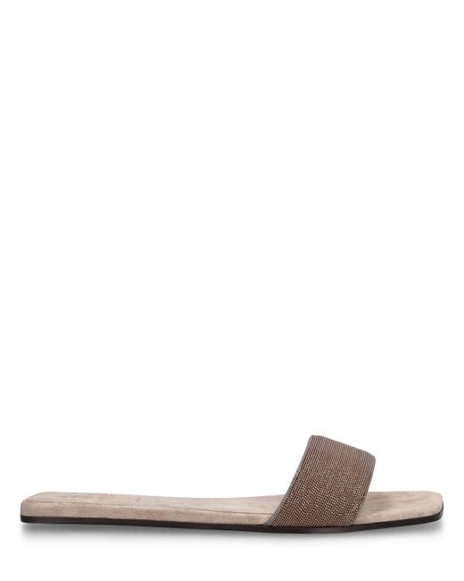 Brunello Cucinelli Gray 5mm Hohe Sandalen Aus Wildleder