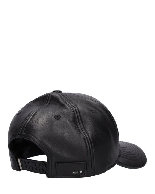 Amiri Black Ma Logo Leather Baseball Cap for men
